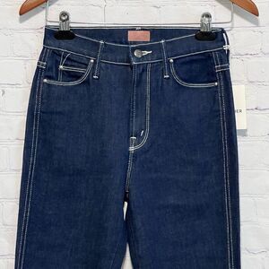 MOTHER The Double Dazzler Ooh La La Cropped Straight Leg Jeans Navy Blue Size 25